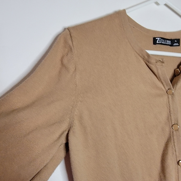 7th Avenue Design Studio Cardigan 3/4 length Tan sweater women's XL EUC beige - Picture 4 of 9